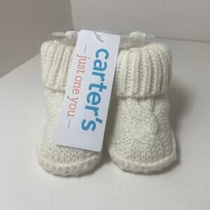 Carter's Booties Just One You Newborn Cable Knit White Shoes Slipper Socks NWT